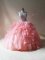 Classical Sweetheart Sleeveless Quinceanera Gown Floor Length Beading and Ruffles Pink Organza