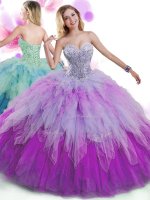 Designer Beading and Ruffles Quinceanera Gowns Multi-color Lace Up Sleeveless Floor Length(SKU SJQDDT792002BIZ)