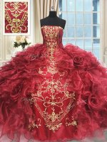 Wonderful Wine Red Lace Up Sweet 16 Dresses Appliques and Ruffles Sleeveless Floor Length(SKU PSSW0633BIZ)