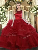 Glorious Scoop Sleeveless Tulle Sweet 16 Quinceanera Dress Ruffled Layers Lace Up