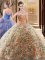 Hot Sale Sleeveless With Train Embroidery and Ruffles Lace Up 15 Quinceanera Dress with Multi-color Brush Train