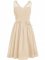 Champagne Dama Dress for Quinceanera Prom and Party and Wedding Party with Lace and Ruching V-neck Sleeveless Side Zipper