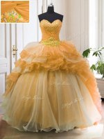 Orange Sweetheart Lace Up Beading and Ruffled Layers Vestidos de Quinceanera Sweep Train Sleeveless(SKU PSSW0130-2BIZ)