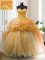 Orange Sweetheart Lace Up Beading and Ruffled Layers Vestidos de Quinceanera Sweep Train Sleeveless