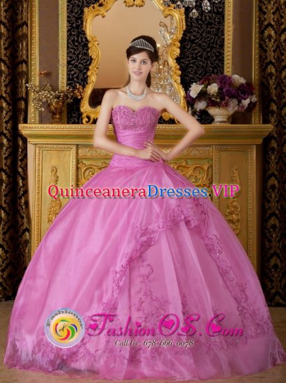 Hamilton Alabama/AL The Brand New Style For Quinceanera Dress With Rose Pink Sweetheart Exquisite Appliques - Click Image to Close