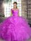 Romantic Lilac Organza Lace Up Off The Shoulder Sleeveless Floor Length Quinceanera Dresses Beading and Ruffles