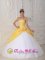 Mallorca Spain Yellow and White Quinceanera Dress With beading Bodice Taffeta