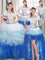 Four Piece Multi-color Ball Gowns Organza Sweetheart Sleeveless Appliques and Ruffles Floor Length Lace Up Sweet 16 Dresses