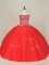 Amazing Red Tulle Lace Up Quinceanera Dress Sleeveless Floor Length Beading