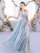 Grey Sleeveless Belt Floor Length Damas Dress