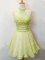 Custom Design Yellow Green Halter Top Lace Up Beading Dama Dress Sleeveless