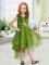 Trendy Olive Green Scoop Neckline Sequins and Bowknot Pageant Gowns For Girls Sleeveless Zipper