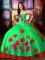 Hot Selling Multi-color Strapless Lace Up Embroidery Quinceanera Dress Sleeveless