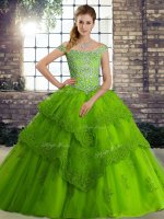 Green Sleeveless Beading and Lace Lace Up Vestidos de Quinceanera(SKU SJQDDT2107002-6BIZ)
