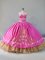 Stunning Sweetheart Sleeveless Lace Up Quinceanera Dress Rose Pink Satin