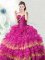 Fuchsia Organza Lace Up Sweetheart Sleeveless Floor Length Quince Ball Gowns Ruffles and Ruffled Layers