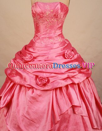 Beautiful ball gown strapless floor-length taffeta watermelon appliques quinceanera dresses FA-X-074