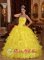 Chatellerault France Yellow Ruffles Layered Ruches Bodice Amazing Quinceanera Dress In New York