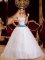 Sashes and Appliques Decorate Bodice For Strapless white Quinceanera Dress In Atlantic Iowa/IA