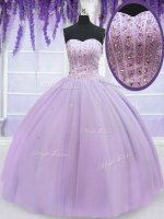 Popular Lavender 15 Quinceanera Dress Military Ball and Sweet 16 and Quinceanera with Beading Sweetheart Sleeveless Lace Up