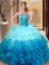 Multi-color Ball Gowns Sweetheart Sleeveless Organza Floor Length Lace Up Embroidery and Ruffles Sweet 16 Quinceanera Dress