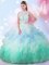 Tulle High-neck Sleeveless Lace Up Beading and Ruffles Sweet 16 Quinceanera Dress in Multi-color