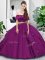 Inexpensive Eggplant Purple Lace Up Quinceanera Gown Lace and Ruffles Sleeveless Floor Length
