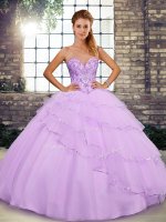 Sweetheart Sleeveless Brush Train Lace Up Quinceanera Dresses Lilac Tulle(SKU SJQDDT2120002-9BIZ)