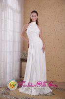 White Empire High-neck Floor-length Organza Pleat Quinceanera Dama Dress For Formal in Skien Norway(SKU PDATS108BIZ)