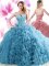 Blue Quinceanera Gowns Sweetheart Sleeveless Brush Train Lace Up