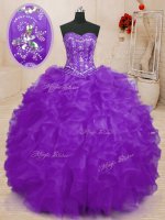 Ball Gowns Quinceanera Dress Purple Sweetheart Organza Sleeveless Floor Length Lace Up(SKU PSSW0221-7BIZ)