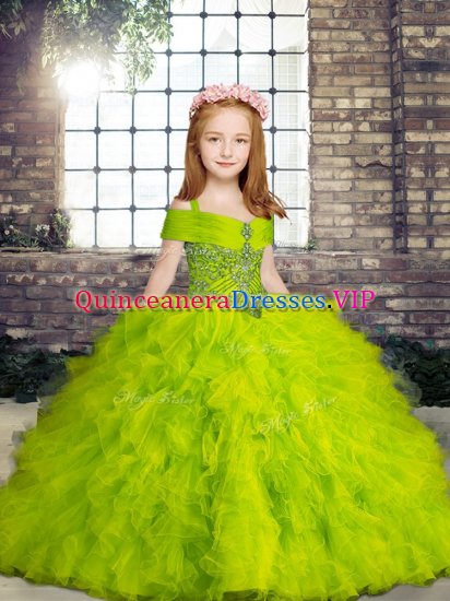 Perfect Sleeveless Beading and Ruffles Floor Length Child Pageant Dress - Click Image to Close