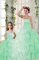 Beautiful Ruffled Floor Length Apple Green Quinceanera Gowns Strapless Sleeveless Lace Up