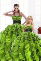 Sweetheart Sleeveless Lace Up Sweet 16 Quinceanera Dress Olive Green Organza