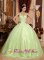 McLeod Montana/MT Wear A Simple V-neck Yellow Green Beautiful Quinceanera Dress