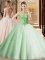 Cheap Scoop Ball Gowns Sleeveless Apple Green Quince Ball Gowns Brush Train Lace Up
