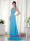 Lihue Hawaii/HI Sexy Baby Blue Column V-neck Brush Train Chiffon Beading and Ruch Quinceanera Dama Dress