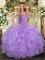 Asymmetrical Ball Gowns Sleeveless Lavender Sweet 16 Quinceanera Dress Lace Up
