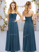 Chic Floor Length Empire Sleeveless Navy Blue Vestidos de Damas Lace Up