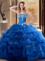 Floor Length Ball Gowns Sleeveless Royal Blue Vestidos de Quinceanera Lace Up