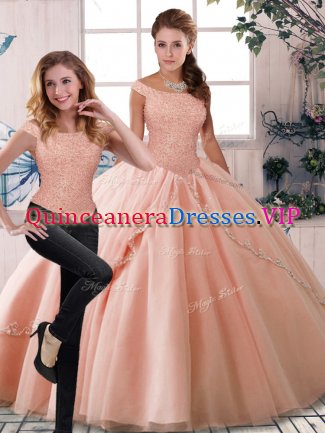 Fantastic Sleeveless Brush Train Beading Lace Up Sweet 16 Dress