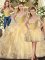 Excellent Ball Gowns Sweet 16 Dress Champagne Sweetheart Organza Sleeveless Floor Length Lace Up