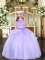Fashion Scoop Sleeveless Little Girls Pageant Dress Floor Length Beading Lavender Organza