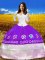 Purple Taffeta Lace Up Quinceanera Dress 3 4 Length Sleeve Floor Length Embroidery