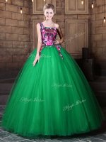 Exceptional One Shoulder Sleeveless Lace Up Floor Length Pattern Quinceanera Gown(SKU YCQD0157-7BIZ)