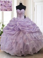 Sweetheart Sleeveless Lace Up Vestidos de Quinceanera Lavender Organza(SKU PSSW0115BIZ)