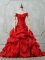 Colorful Red Lace Up Quinceanera Gowns Pick Ups and Hand Made Flower Sleeveless Court Train