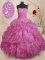 Customized Floor Length Ball Gowns Sleeveless Fuchsia Sweet 16 Dress Lace Up