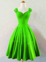 Green A-line Ruching Damas Dress Lace Up Taffeta Sleeveless Mini Length