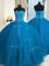 Fashion Ball Gowns Quinceanera Dresses Teal Sweetheart Tulle Sleeveless Floor Length Lace Up
